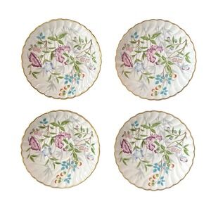 Syracuse‎ China Jewel Tree Saucers Floral Cottagecore Set Of 4 Vintage